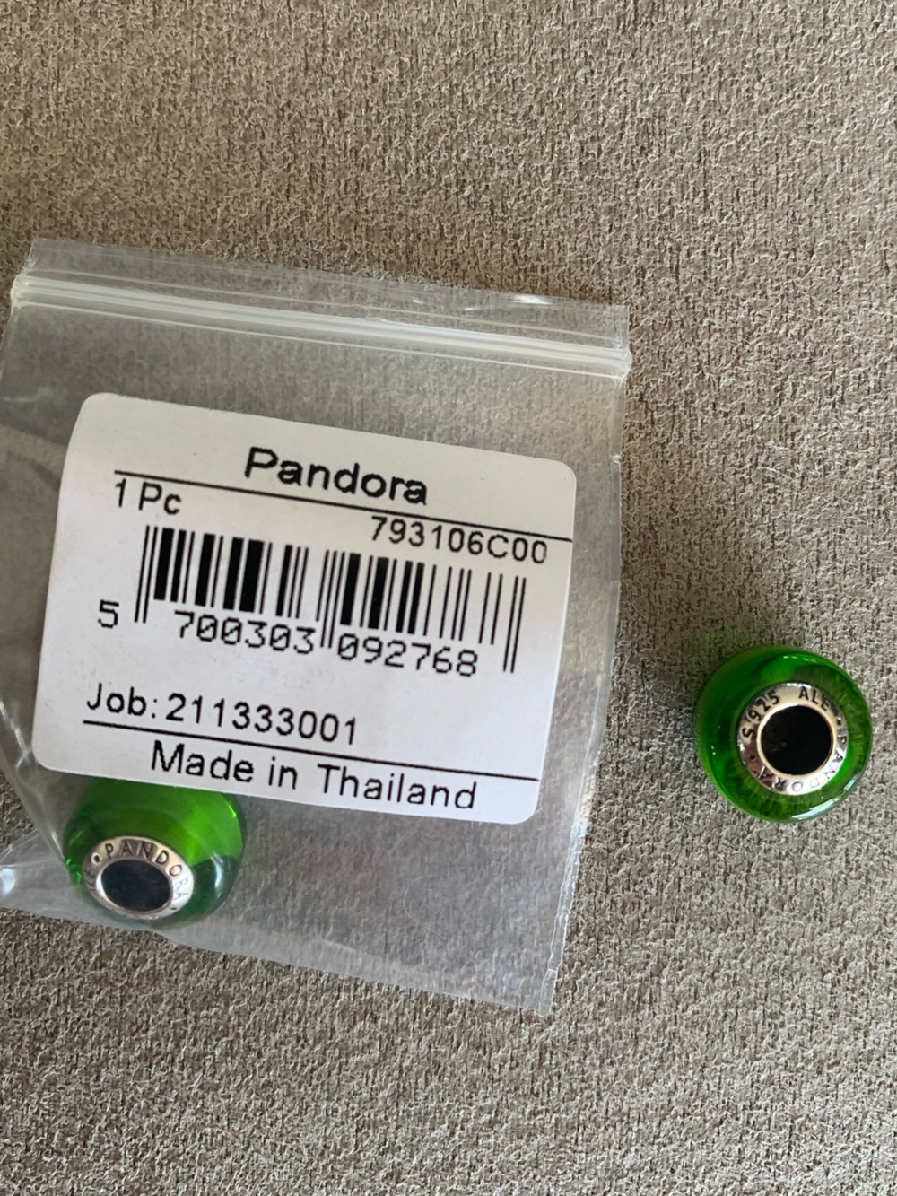 Pandora bead(s) on packaging